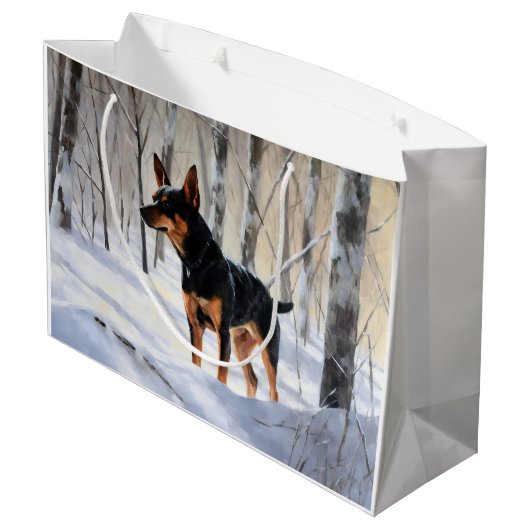 Miniatuur Pinscher Laat Het Sneeuw Kerstmis Groot Cadeauzakje (Achterkant Gekanteld)