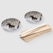 Miniatuur Pinscher Laat Het Sneeuw Kerstmis Handwaaier (Niet-gemonteerd)