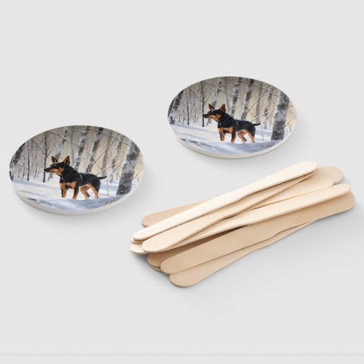 Miniatuur Pinscher Laat Het Sneeuw Kerstmis Handwaaier (Niet-gemonteerd)