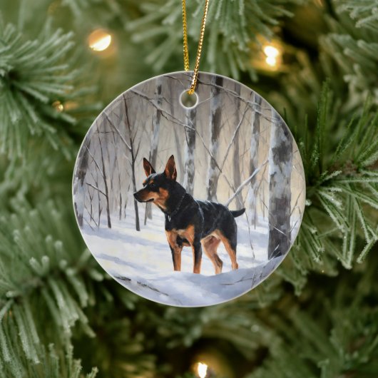 Miniatuur Pinscher Laat Het Sneeuw Kerstmis Keramisch Ornament (Boom)