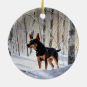 Miniatuur Pinscher Laat Het Sneeuw Kerstmis Keramisch Ornament (Achterkant)