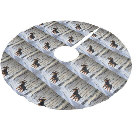 Miniatuur Pinscher Laat Het Sneeuw Kerstmis Kerstboom Rok (Gekanteld)