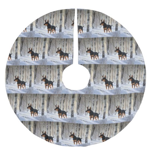 Miniatuur Pinscher Laat Het Sneeuw Kerstmis Kerstboom Rok (Voorkant)
