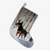Miniatuur Pinscher Laat Het Sneeuw Kerstmis Kleine Kerstsok (Voorkant (Hangend))