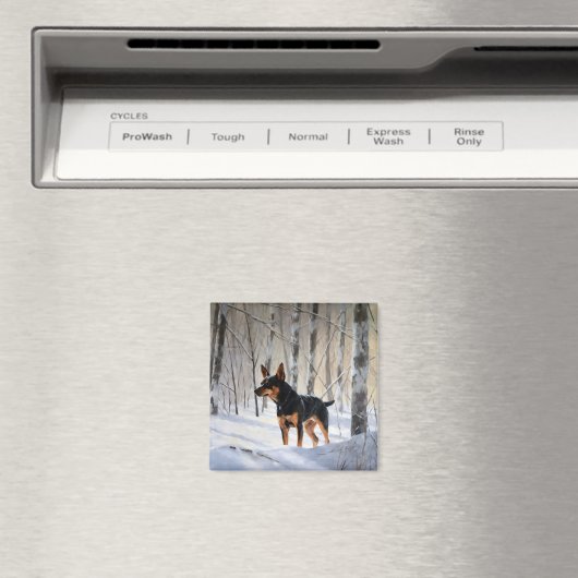 Miniatuur Pinscher Laat Het Sneeuw Kerstmis Magneet (Insitu (Vaatwasser))