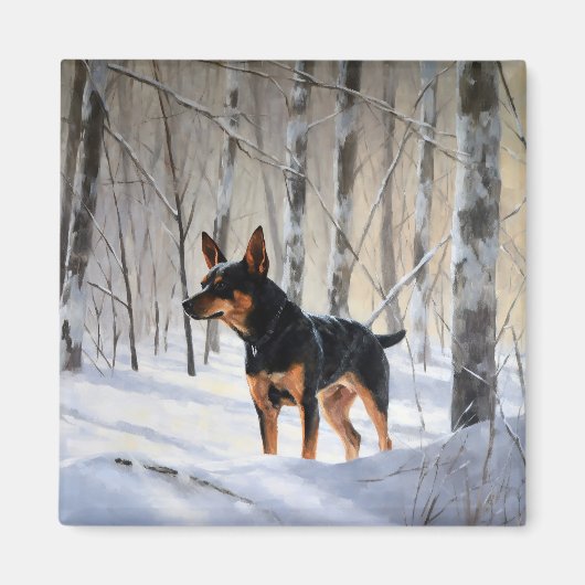 Miniatuur Pinscher Laat Het Sneeuw Kerstmis Magneet (Voorkant)