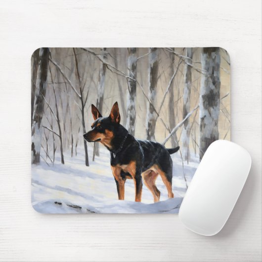 Miniatuur Pinscher Laat Het Sneeuw Kerstmis Muismat (Met muis)