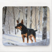 Miniatuur Pinscher Laat Het Sneeuw Kerstmis Muismat (Voorkant)