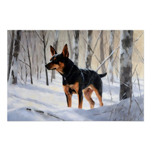 Miniatuur Pinscher Laat Het Sneeuw Kerstmis Perfect Poster (Voorkant)