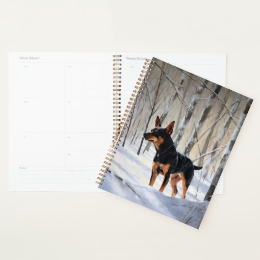 Miniatuur Pinscher Laat Het Sneeuw Kerstmis Planner (Display)
