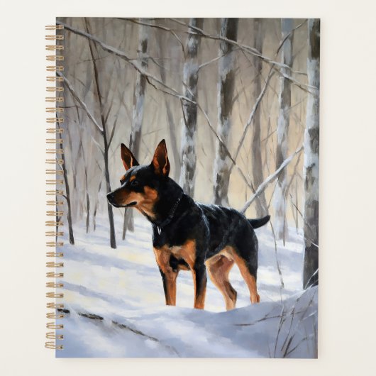 Miniatuur Pinscher Laat Het Sneeuw Kerstmis Planner (Voorkant)