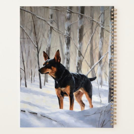 Miniatuur Pinscher Laat Het Sneeuw Kerstmis Planner (Achterkant)