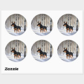 Miniatuur Pinscher Laat Het Sneeuw Kerstmis Ronde Sticker (Vel)