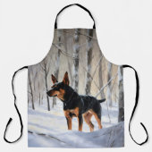 Miniatuur Pinscher Laat Het Sneeuw Kerstmis Schort (Voorkant)