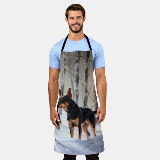 Miniatuur Pinscher Laat Het Sneeuw Kerstmis Schort (Gedragen)