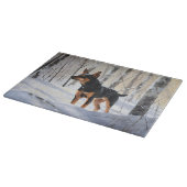 Miniatuur Pinscher Laat Het Sneeuw Kerstmis Snijplank (Hoek)