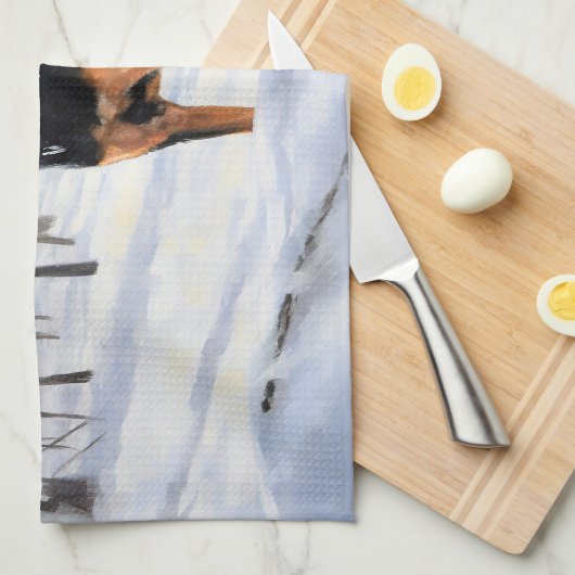 Miniatuur Pinscher Laat Het Sneeuw Kerstmis Theedoek (Quarter Fold)