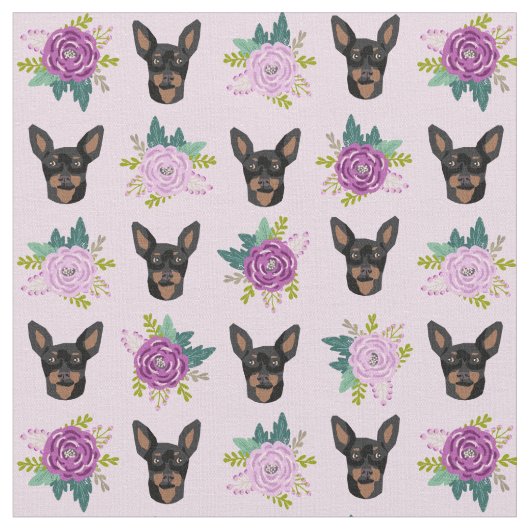 miniatuur pinscher lavender florals hond stof (Close Up)