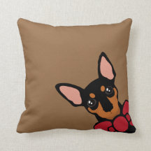 Miniatuur Pinscher (Min Pin) Bow Peekaboo Pillow