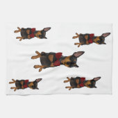 Miniatuur Pinscher Min Pin Bowtie Portrait Towel Theedoek (Horizontaal)