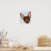 Miniatuur Pinscher Min Pin Dog Portrait Poster (Keuken)