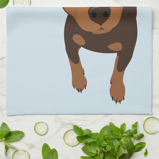 Miniatuur Pinscher Min Pin Dog Portrait Towel Theedoek (Gevouwen)