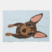 Miniatuur Pinscher Min Pin Dog Portrait Towel Theedoek (Horizontaal)