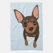Miniatuur Pinscher Min Pin Dog Portrait Towel