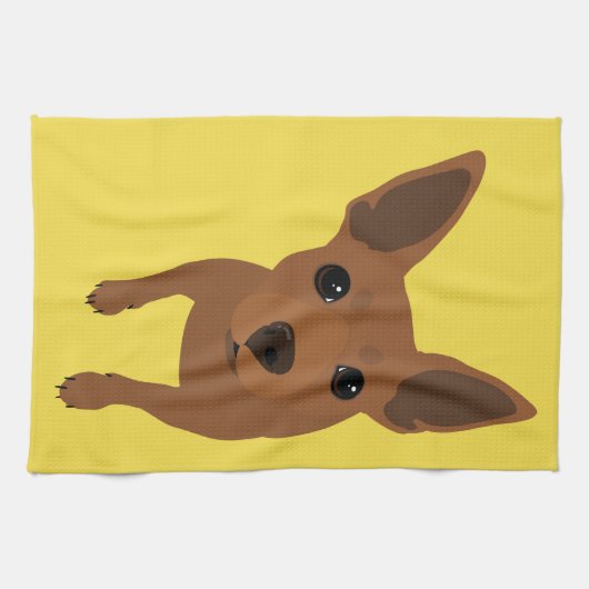 Miniatuur Pinscher Min Pin Dog Portrait Towel Theedoek (Horizontaal)