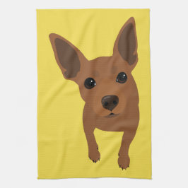Miniatuur Pinscher Min Pin Dog Portrait Towel Theedoek