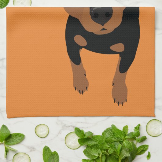 Miniatuur Pinscher Min Pin Dog Portrait Towel Theedoek (Gevouwen)