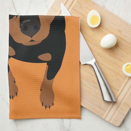 Miniatuur Pinscher Min Pin Dog Portrait Towel Theedoek (Quarter Fold)