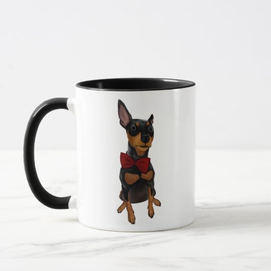 Miniatuur Pinscher (Min Pin) met Bow Coffee-Mok Mok (Links)
