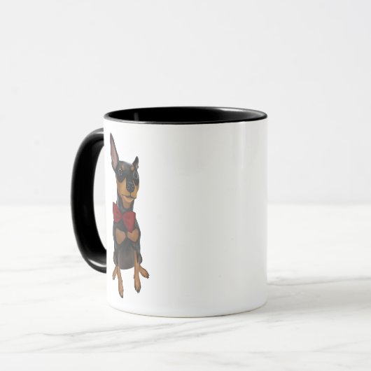 Miniatuur Pinscher (Min Pin) met Bow Coffee-Mok Mok (Voorkant links)