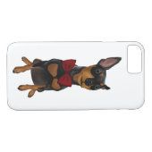 Miniatuur Pinscher (Min Pin) met Bow iPhone Case (Achterkant (Horizontaal))