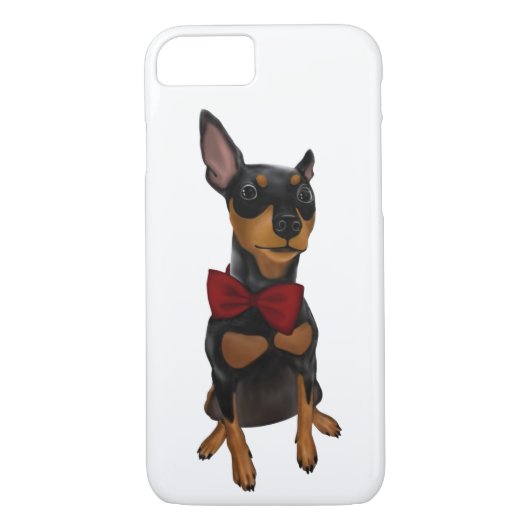 Miniatuur Pinscher (Min Pin) met Bow iPhone Case (Achterkant)