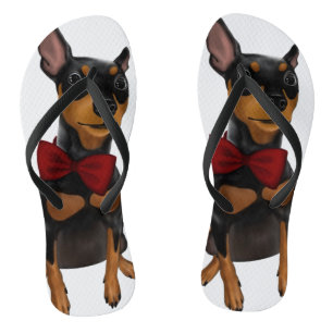 Miniatuur Pinscher (Min Pin) met Bow-Teenslippers Teenslippers