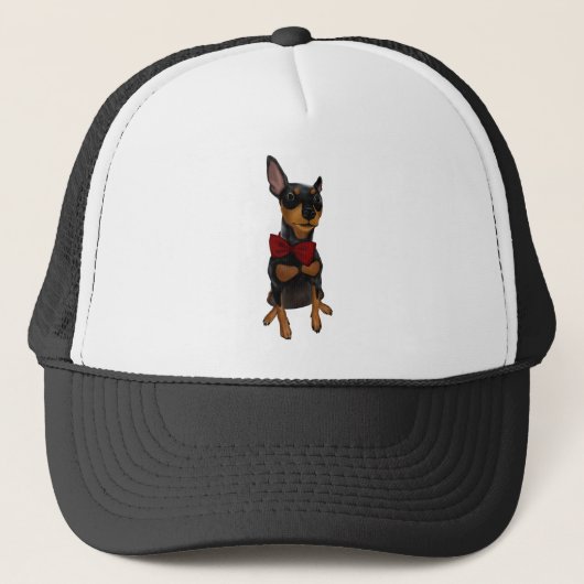 Miniatuur Pinscher (Min Pin) met Bow Trucker Pet (Voorkant)