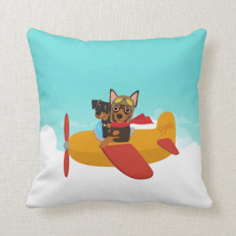 Miniatuur Pinscher Min Pin Pilot Airplane Pillow Kussen