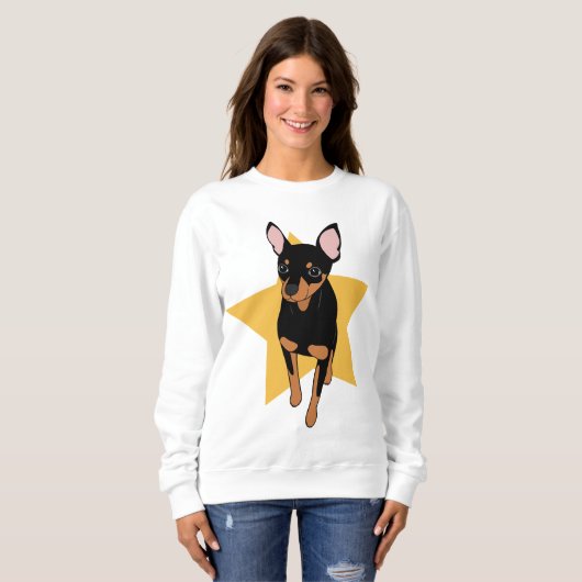 Miniatuur Pinscher Min Pin Super Star Sweatshirt (Voorkant volledig)
