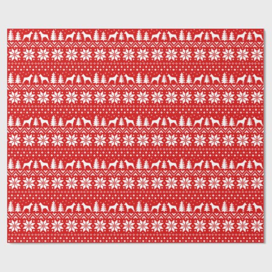 Miniatuur Pinscher MinPin Silhouetten Kerstmis Cadeaupapier (Vlak)