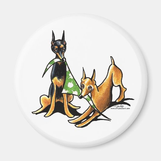 Miniatuur Pinscher n Apples Magneet (Voorkant)