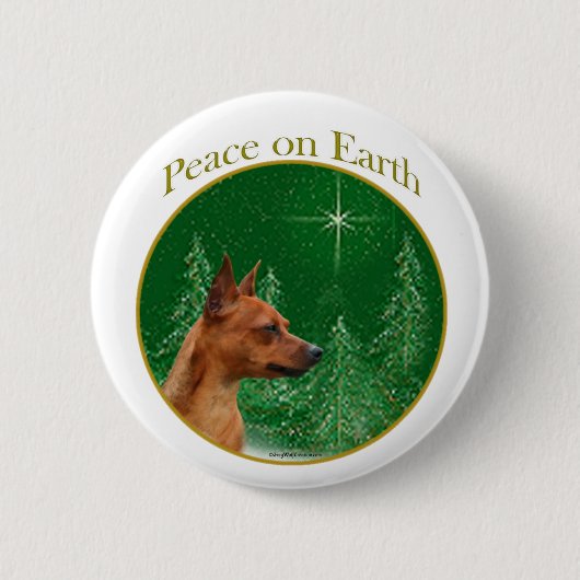 Miniatuur Pinscher Peace Ronde Button 5,7 Cm (Voorkant)