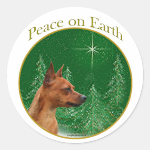 Miniatuur Pinscher Peace Ronde Sticker