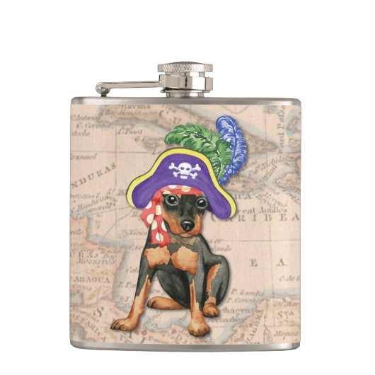 Miniatuur Pinscher Pirate Heupfles (Voorkant)