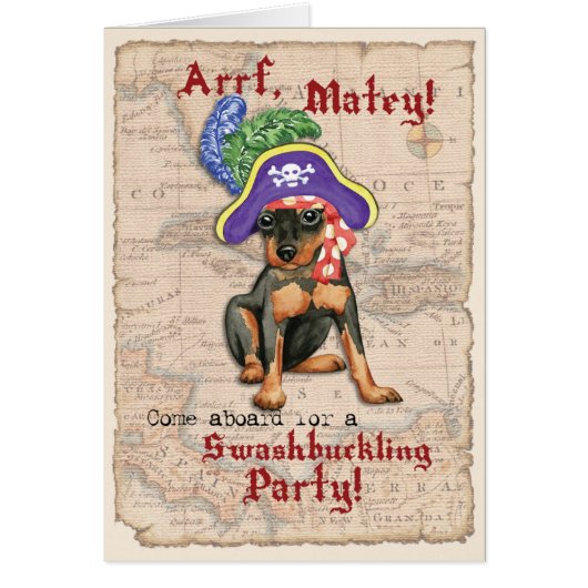 Miniatuur Pinscher Pirate Invitation (Voorkant)