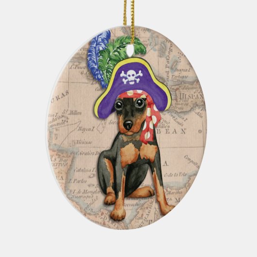 Miniatuur Pinscher Pirate Keramisch Ornament (Rechts)