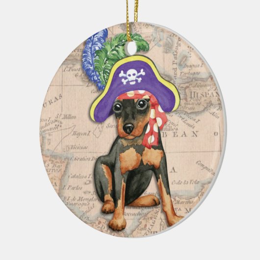 Miniatuur Pinscher Pirate Keramisch Ornament (Links)