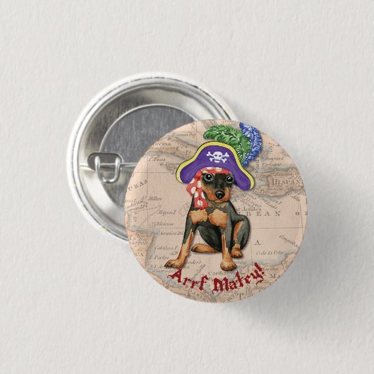 Miniatuur Pinscher Pirate Ronde Button 3,2 Cm (Voorkant /achterkant)