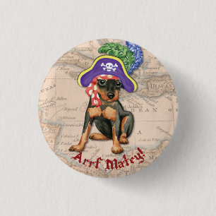 Miniatuur Pinscher Pirate Ronde Button 3,2 Cm